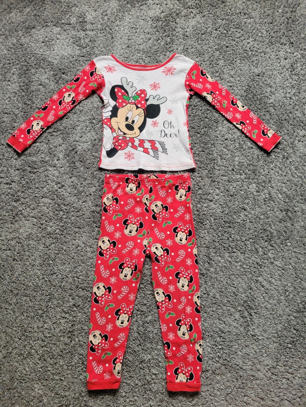 Disney Minnie Mouse Red & White Holiday Pajama Set Size 5T